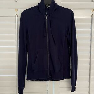 Tommy Hilfiger Womens Dark Blue Zip-Up Hoodie w/Embroidered Logo